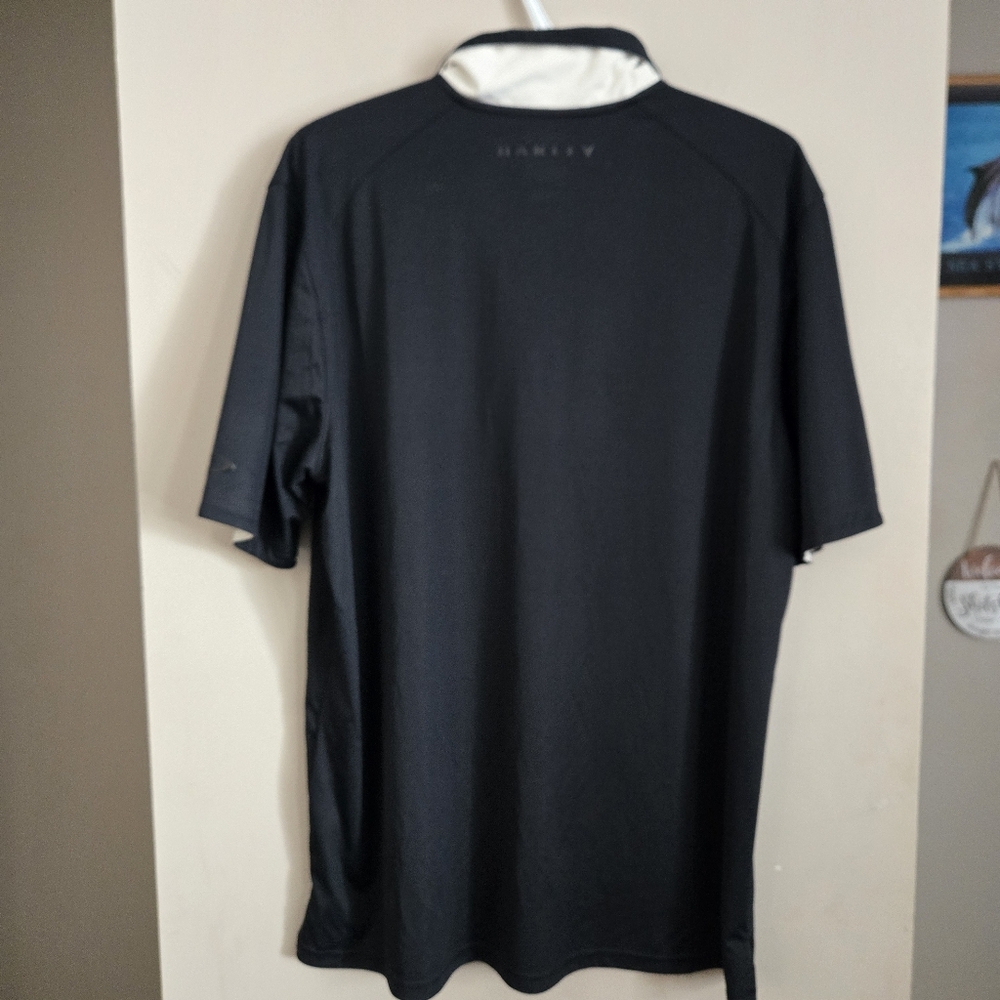 Oakley Mens Shirt Golf Collar Athletic 2XL Black Cool Dry Performance Polo - Picture 3 of 8